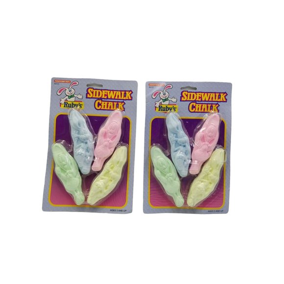 Tootsie Toy Ruby's Sidewalk Chalk Yellow Pink Green Blue NOS 1996 Vintage 2 Pack - Picture 2 of 8